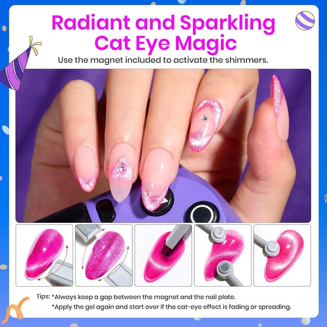 Detalle de Beetles Cat Eye Gel Nail Polish Set (6 Colors) with Magnet Velvet Gel Kit