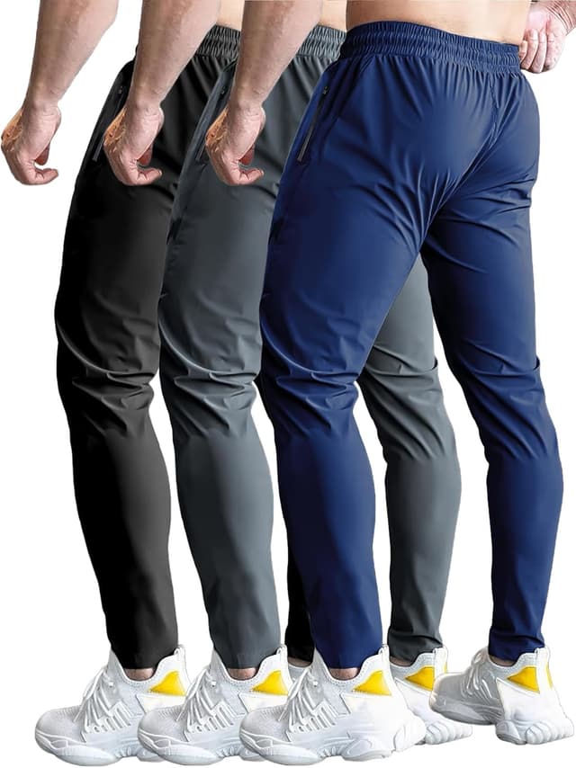 Detalle 2 de XYXYING 3-Pack Men’s Quick-Dry Sweatpants with Zipper Pockets for Running & Gym