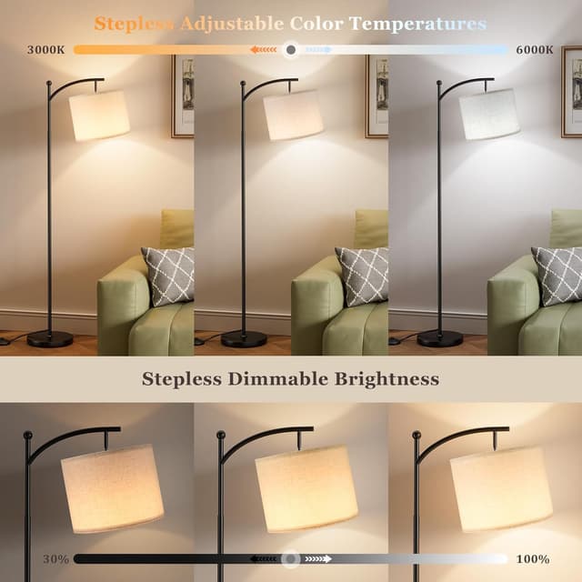 Detalle 2 de Aooshine 60" arc floor lamp with remote