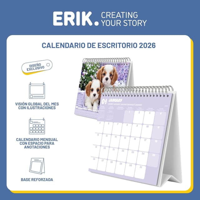 Thumbnail 2 de Grupo Erik Calendario sobremesa 2026 Perros 19,5×16,5 cm 🗓