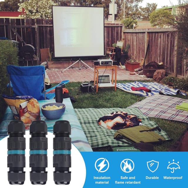 Detalle de Harewu wasserdichte Kabelverbinder IP68 (3-Polig) für Ø 9–14 mm Kabel – 3 Stück Außen-Verteilerdose