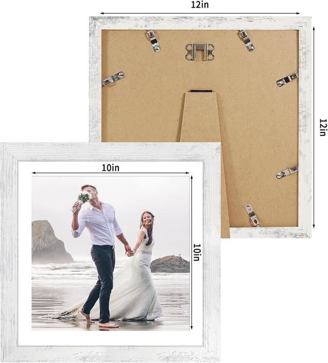 Detalle 2 de iRahmen 12x12 Picture Frame Set of 4 (Tempered Glass) for 10x10 Photos with Mat or 12x12 Without Mat