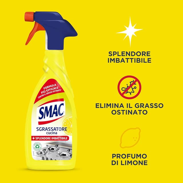 Detalle de Smac Sgrassatore Cucina al Limone spray multisuperficie con tecnologia Zero Aloni, 650 ml (12 pezzi)