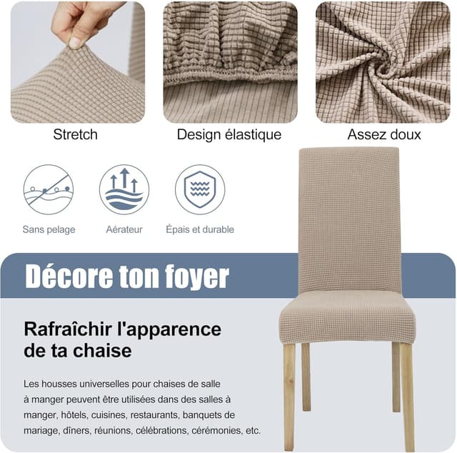 Detalle de SUKAIKEQA housse de chaise haute élastique jacquard (lot 6), kaki