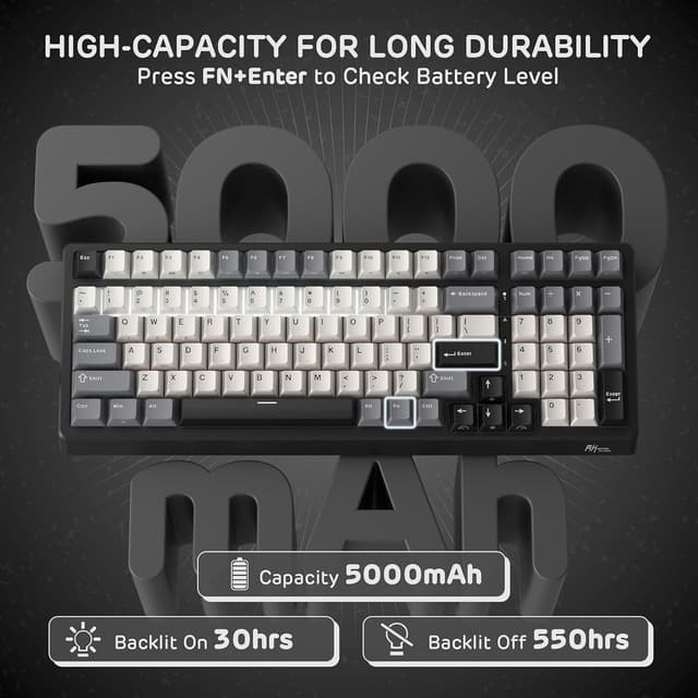 Thumbnail 6 de RK Royal Kludge F99 Wireless Mechanical Keyboard with Number Pad (Tri-Mode, Hot-Swappable, 5000mAh)