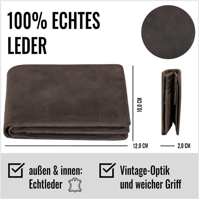 Thumbnail 4 de Marc Peter Florida AirTag Wallet mit Münzfach und RFID-Schutz – kompakte AirTag-Geldbörse im Vintage-Look