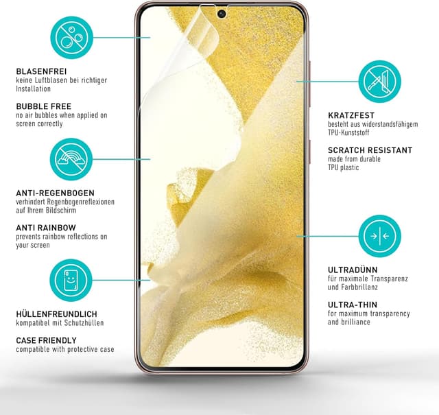 Detalle de Smartect TPU Protector Galaxy S22 📱 2+2 Piezas Curvo