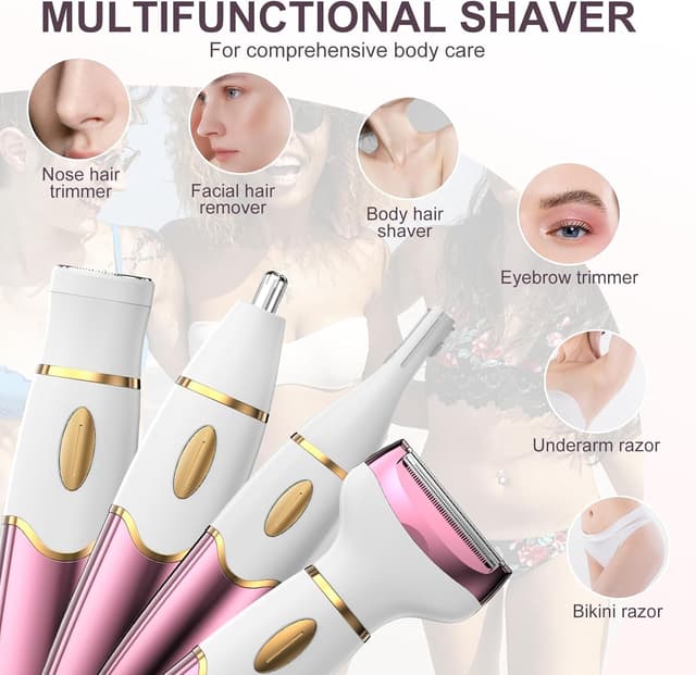 Detalle 2 de Koeutoze 4-in-1 Electric Women’s Shaver with Digital Display (IPX7 Waterproof) – Bikini, Facial & Full-Body Trimming