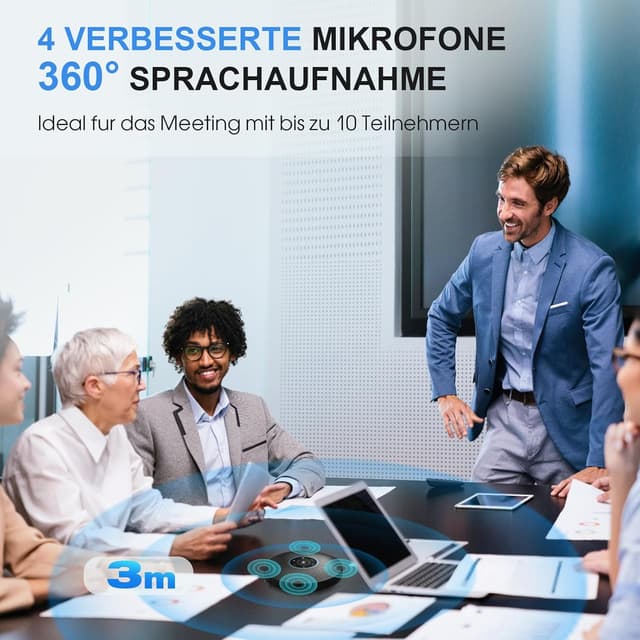 Detalle 2 de EMEET M2 Bluetooth-Konferenzlautsprecher: USB-Speakerphone mit 4 AI-Mikrofonen