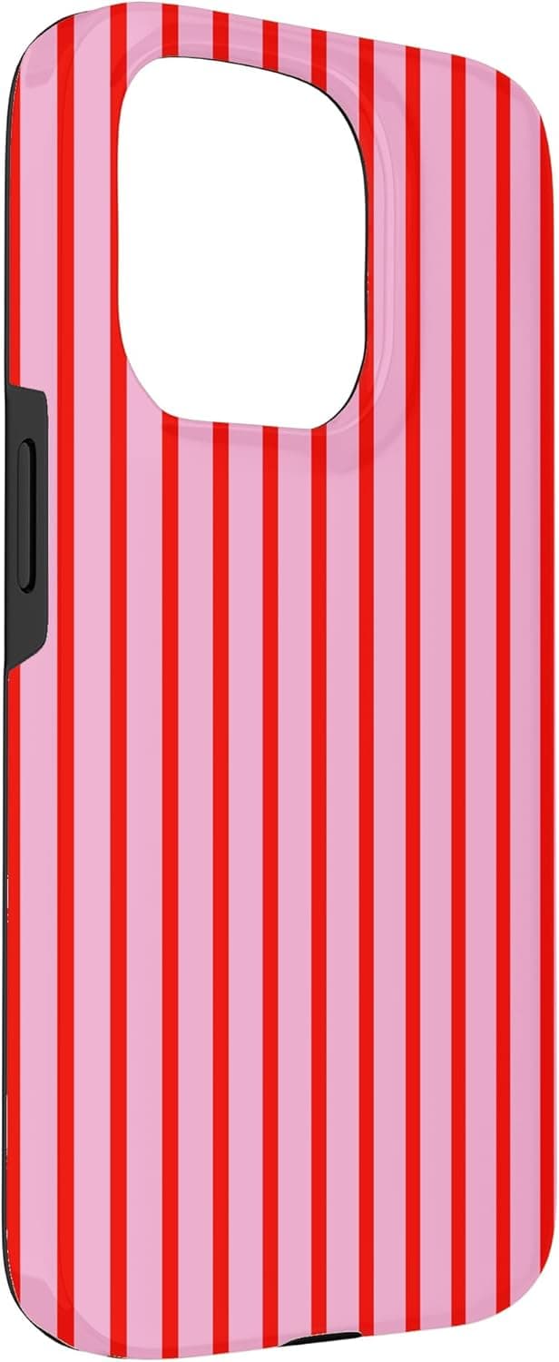 Detalle de Coque iPhone 15 Pro rayée Rouge Rose