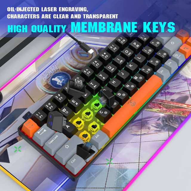 Detalle 2 de Snpurdiri 60% Gaming-Tastatur 68 Tasten ⌨