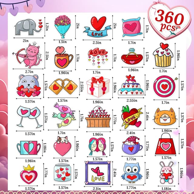 Thumbnail 1 de 360Pcs 120 Styles Valentine's Day Stickers 🎨