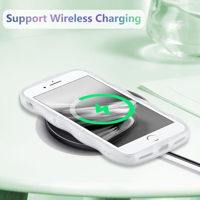 Detalle de ZTOFERA Handyhülle für iPhone SE/8/7 (4,7") – transparente TPU-Hülle mit Wellenrahmen & Sternen