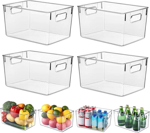 Detalle de HPYLIF·H Kühlschrank Organizer-Set (4-teilig, BPA-frei) mit Griffen, klarer Übersicht – ca. 30 x 20 x 15 cm