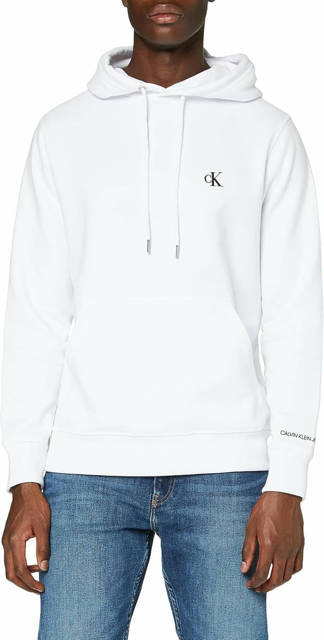 Detalle de Calvin Klein Jeans CKJ Essential Hoodie Sweater for Men, White, XXL