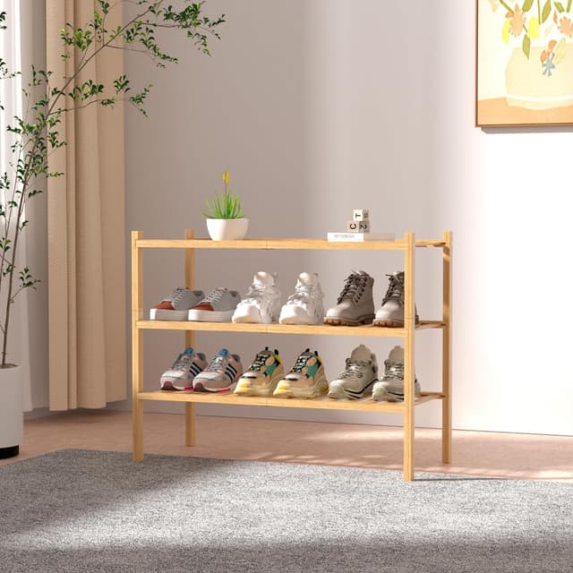 Detalle 2 de ROMGUAR CRAFT 3-Tier Bamboo Shoe Rack 27x11x20