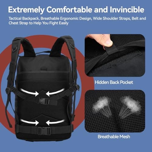 Thumbnail 6 de Delgeo Mochila Tactica 45L Militar,Gran Capacidad 45 * 30 * 20cm Mochila,Plegable Impermeable Mochila Para Montañismo,Senderismo,Camping y Viajes