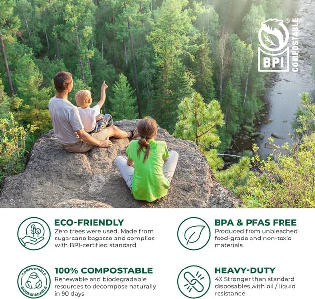 Detalle 2 de Freshware Paper Bowls (32 oz) — 50-Pack Disposable, Compostable Sugarcane Fiber Soup Bowls