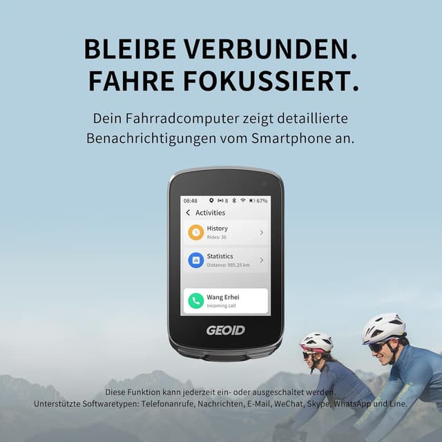 Detalle 2 de GEOID CC700 Pro GPS-Fahrradcomputer mit 2,8-Zoll Touchscreen, Karten-Navigation und ANT+ & Bluetooth