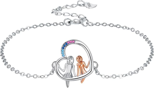 Detalle de Bracelet femme Yinsen en argent sterling 925 réglable avec pendentif cœur (17 + 4 cm)