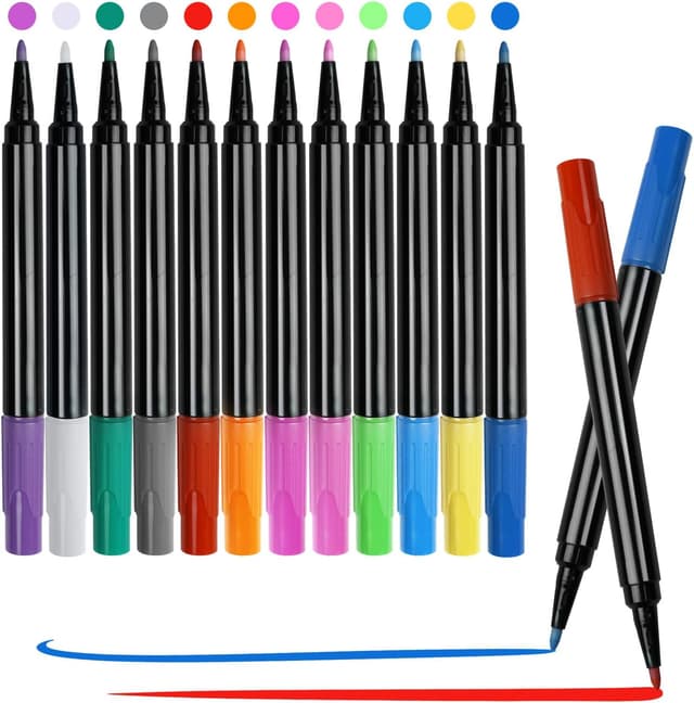 Detalle de Solorage 12-Colour Whiteboard Pens for LED Drawing Boards – Felt Tip Dry Wipe Markers