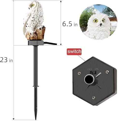 Thumbnail 6 de Hoofun Lampe Solaire Extérieur Hibou : éclairage automatique étanche pour jardin et allée (blanc)