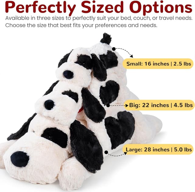 Detalle de Meowtastic Black & White Weighted Dog Stuffed Animal (22 Inch, 4.5 lbs)