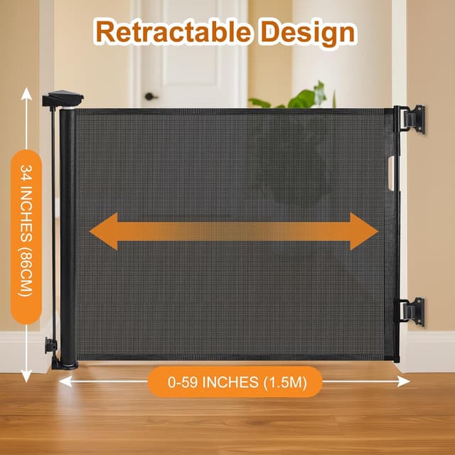 Thumbnail 1 de Retractable Safety Gate 150 cm extra-wide for stairs ๐ช