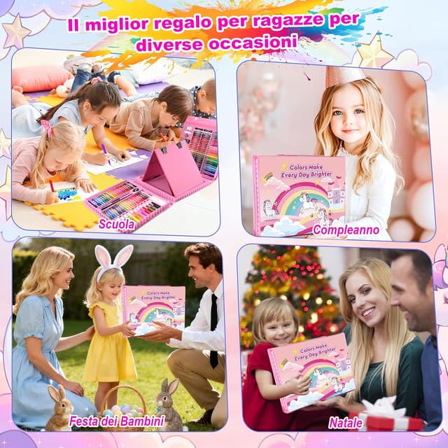 Thumbnail 4 de GOLDGE 230 pezzi valigetta colori per bambini con tavolo da disegno, kit creativo per 4-12 anni (unicorn)