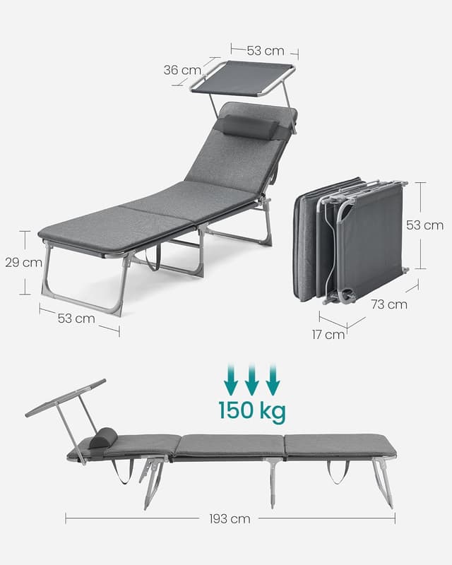 Thumbnail 2 de SONGMICS Sonnenliege GCB19UM klappbar