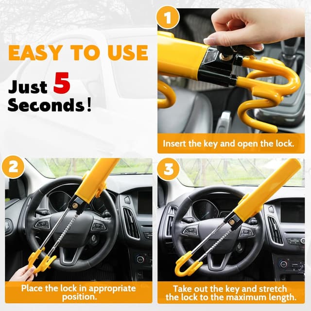 Thumbnail 5 de Tevlaphee Steering Wheel Lock 3 keys ๐