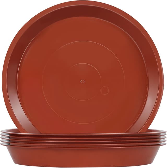 Detalle de Muzhira 6er Set Blumentopf-Untersetzer aus PP (26 cm, rot)