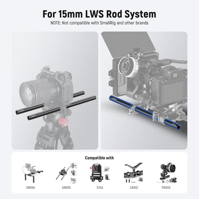 Detalle de NEEWER 15mm Stange SR023 (12"/30 cm, 2er-Pack) – ausziehbare LWS-Verlängerungsstangen mit M12x1,5 Gewinde