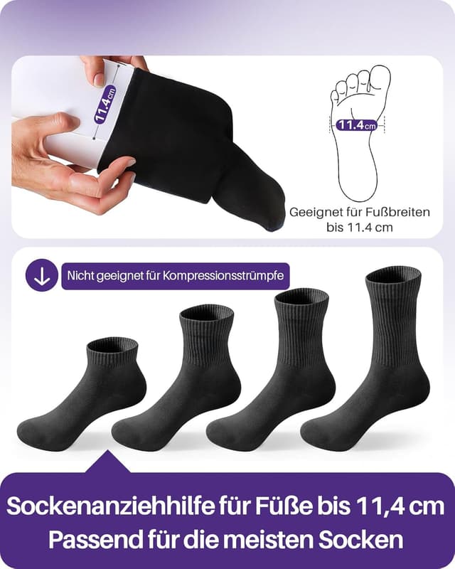 Detalle 2 de Kekoy 11,4 cm Sockenanziehhilfe – Strumpfanzieher mit Softschale und rutschfestem Griff (1 Stück, blau)