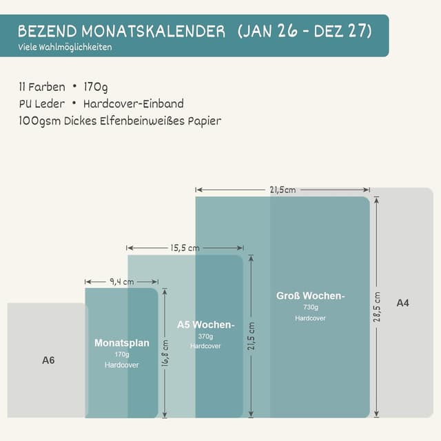 Thumbnail 5 de BEZEND Monats-Taschenkalender 2026/27 A6