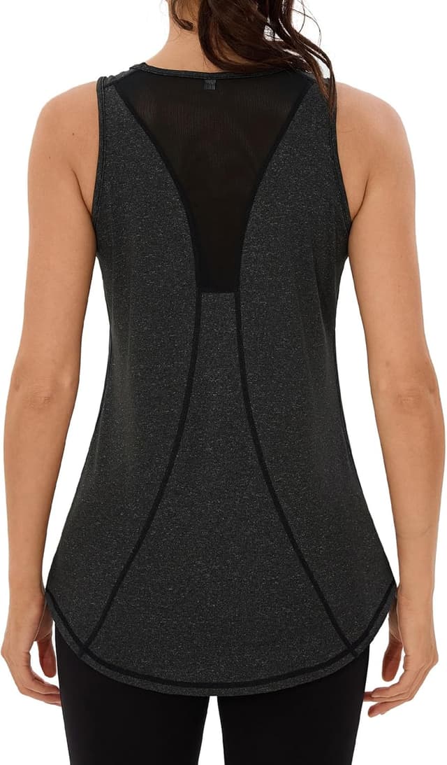 Detalle de Women’s Loose Fit Workout Tops Racerback Tank Tops (Mesh Backless) for Running, Yoga & Gym
