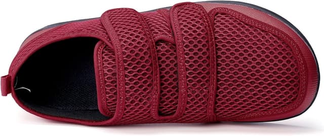 Detalle 2 de Diabetiker Hausschuhe (Herren & Damen) Arthritis/Ödem – verstellbare Klett-Sandalen in Rot, Größe 5 (UK)