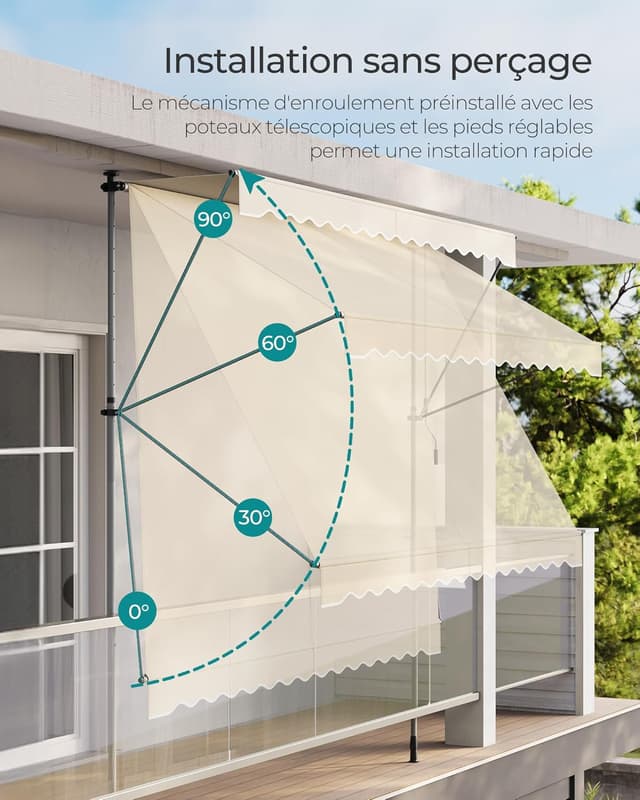 Detalle de SONGMICS store banne rétractable manuel GSA302M01, beige, 300 x 180 cm