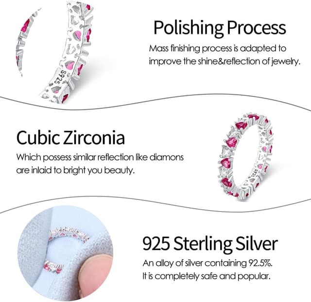 Detalle de KUNSIR 925 Sterling Silber Liebesknoten-Ring mit Zirkonia (Größe R1) für Damen