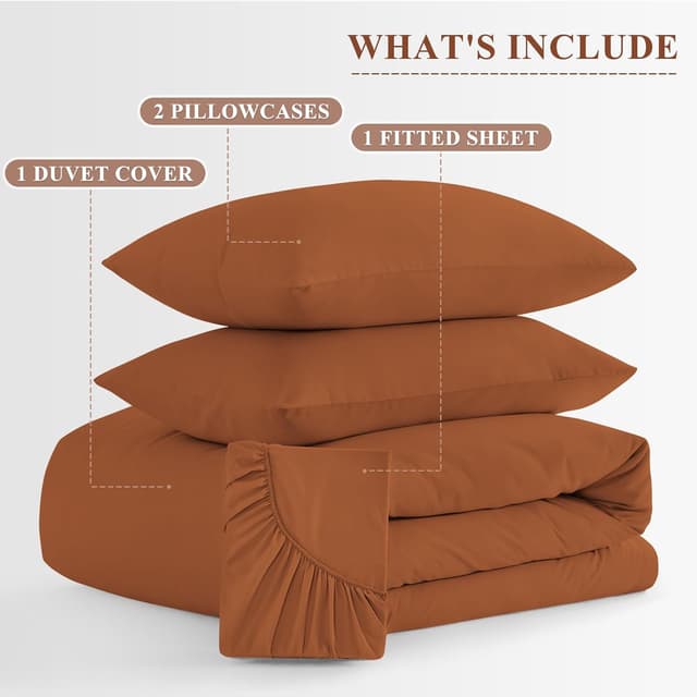 Thumbnail 6 de Aisbo Double Duvet Set with Sheet Burnt Orange