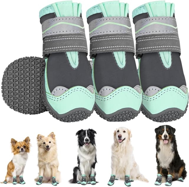 Detalle de SlowTon Hundeschuhe Pfotenschutz (4 Stück) – wasserdichte Outdoor-Schuhe mit reflektierendem Klettverschluss