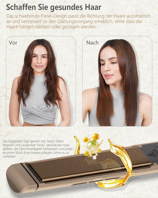 Detalle 2 de KUSNCA Ionen Glätteisen 2-in-1 (110–230 °C) zum Glätten und Locken mit LCD