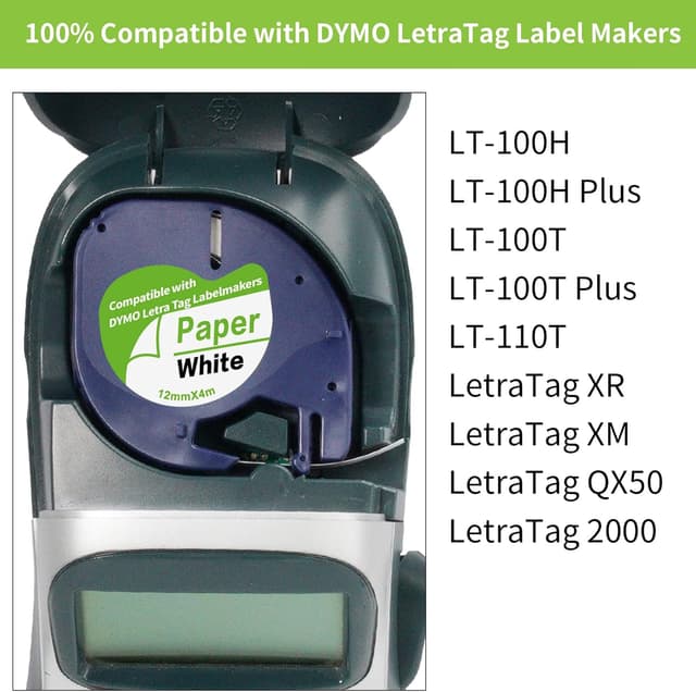 Detalle 2 de Etikettenband 12 mm x 4 m kompatibel mit Dymo 📇