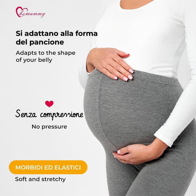 Detalle 2 de Be Mammy Leggings premaman lunghi a vita alta BE20-230