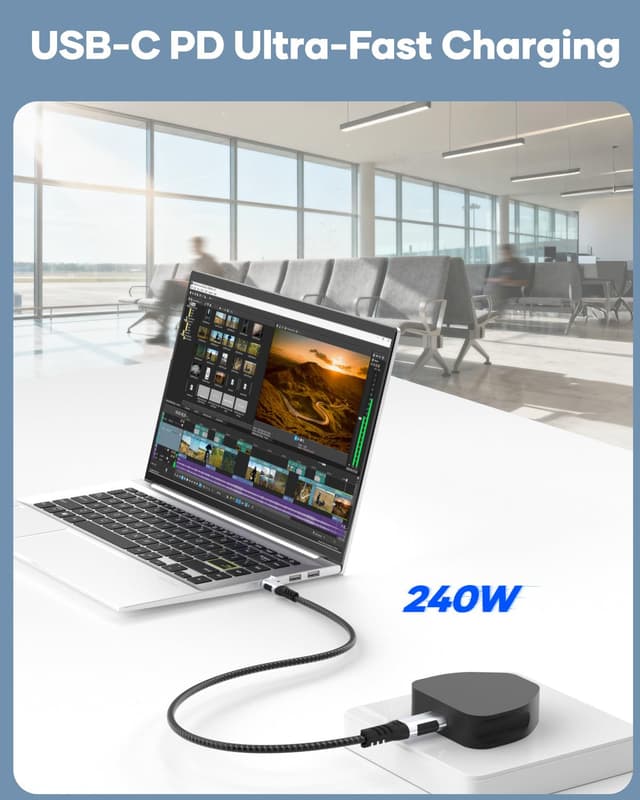 Detalle 2 de Zestiq USB‑C auf USB‑C Kabel (0,5 m) mit PD 240 W, 20 Gbit/s und 4K@60 Hz