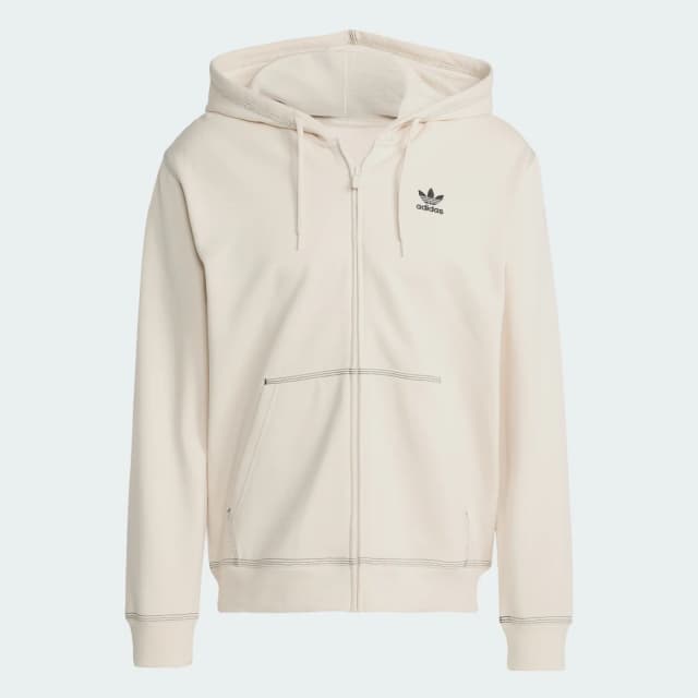 Detalle 2 de adidas Chaqueta con capucha, cremallera y trébol Essentials (blanco)