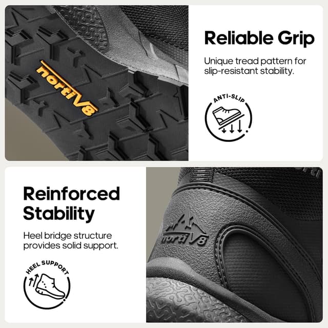 Detalle de NORTIV 8 Stivali tattici militari uomo con cerniera laterale e suola ammortizzante