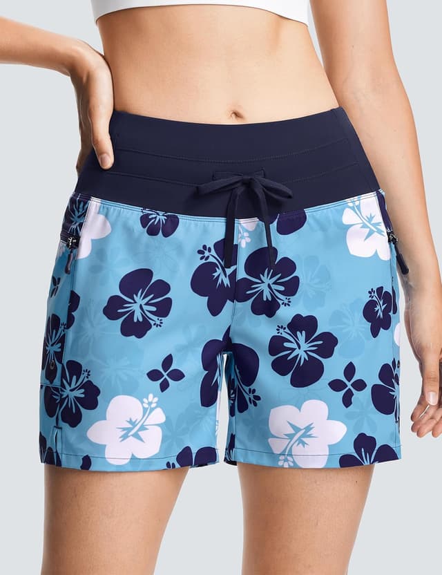 Detalle de ISEEGZ Women’s High-Waisted Swim Board Shorts (5"–9") with Quick-Dry UPF 50+