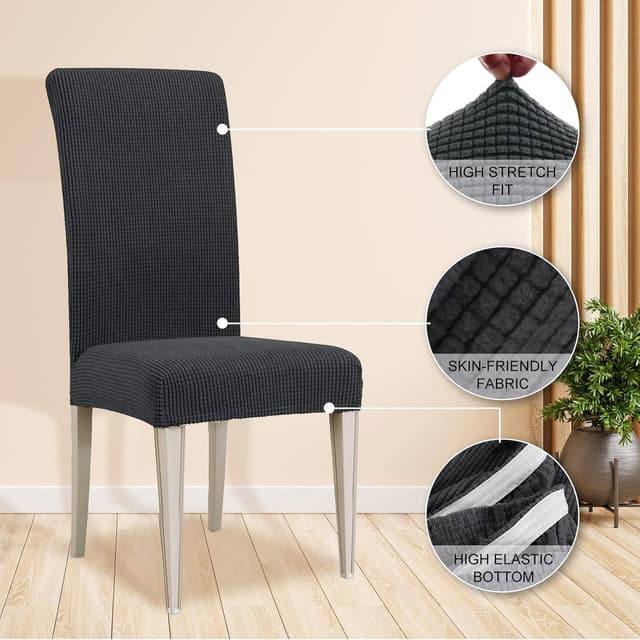 Detalle 2 de Ystyle housse de chaise extensible gris 6 pièces