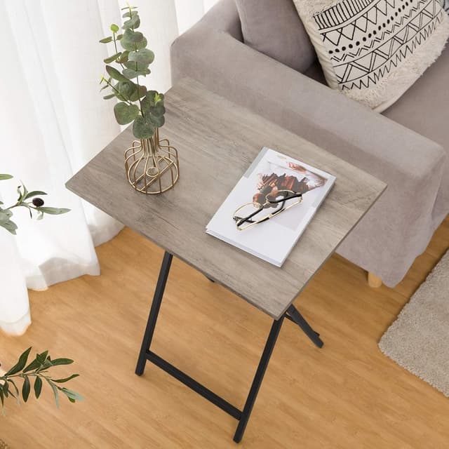 Detalle 2 de HOOBRO Tavolino pieghevole per spuntini EBG15BZ01, stile industriale greige e nero